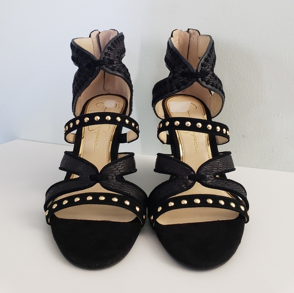 Jessica Simpson Zenolia Black Suede Wedge Sandals - Picture 4 of 9